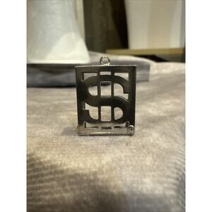 WELLS 925 Sterling Silver Vintage US Dollar Cage Holder Charm Pendant
